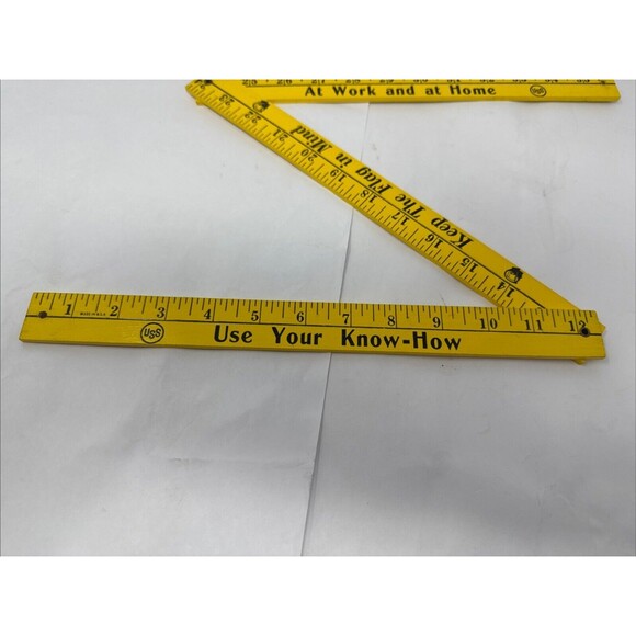 Vintage USS Yellow Folding Yard Stick Ruler Advertising Keep the Flag in Mind - Picture 3 of 6